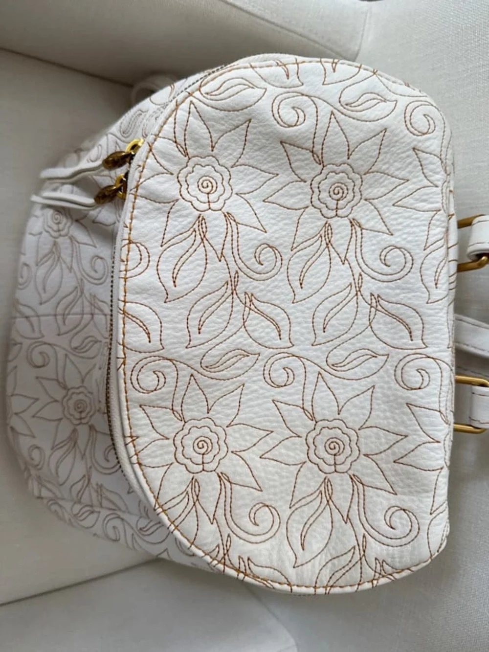 HOBO  River Cream Floral-Embroidered Backpack with Gold Accents
